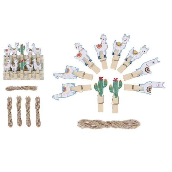 Crafter's Square Wood Craft Clips Llama Alpaca Cactus Mini Clothespins NEW 10pc - Picture 1 of 2